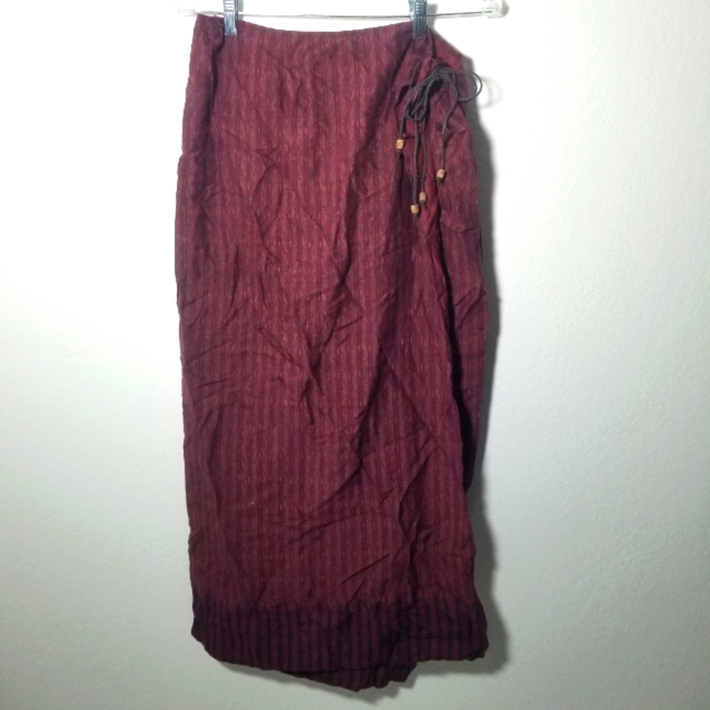 Elegant Burgundy Wrap Skirt